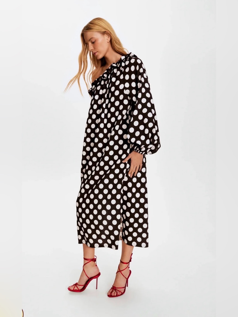 NWT SLEEPER Polka Dot Gaia Soft Viscose Midi Dress SIZE M/L